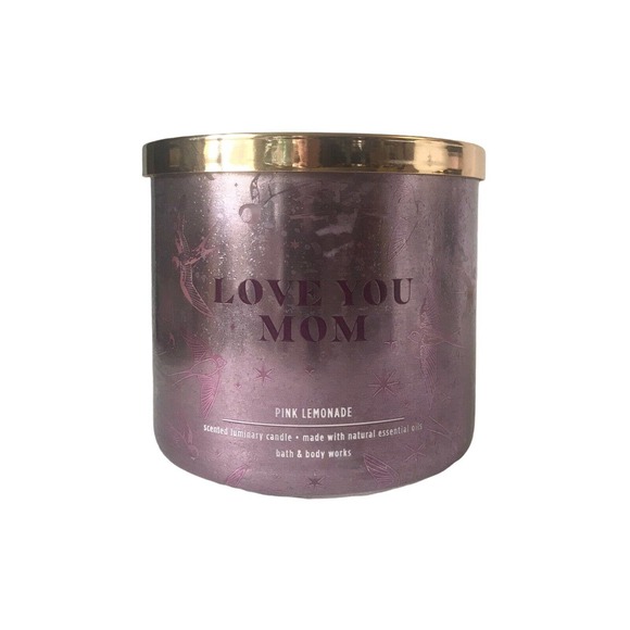 Bath & Body Works Pink Lemonade LOVE YOU MOM 3-Wick Candle LUMINARY NWT - Picture 6 of 7
